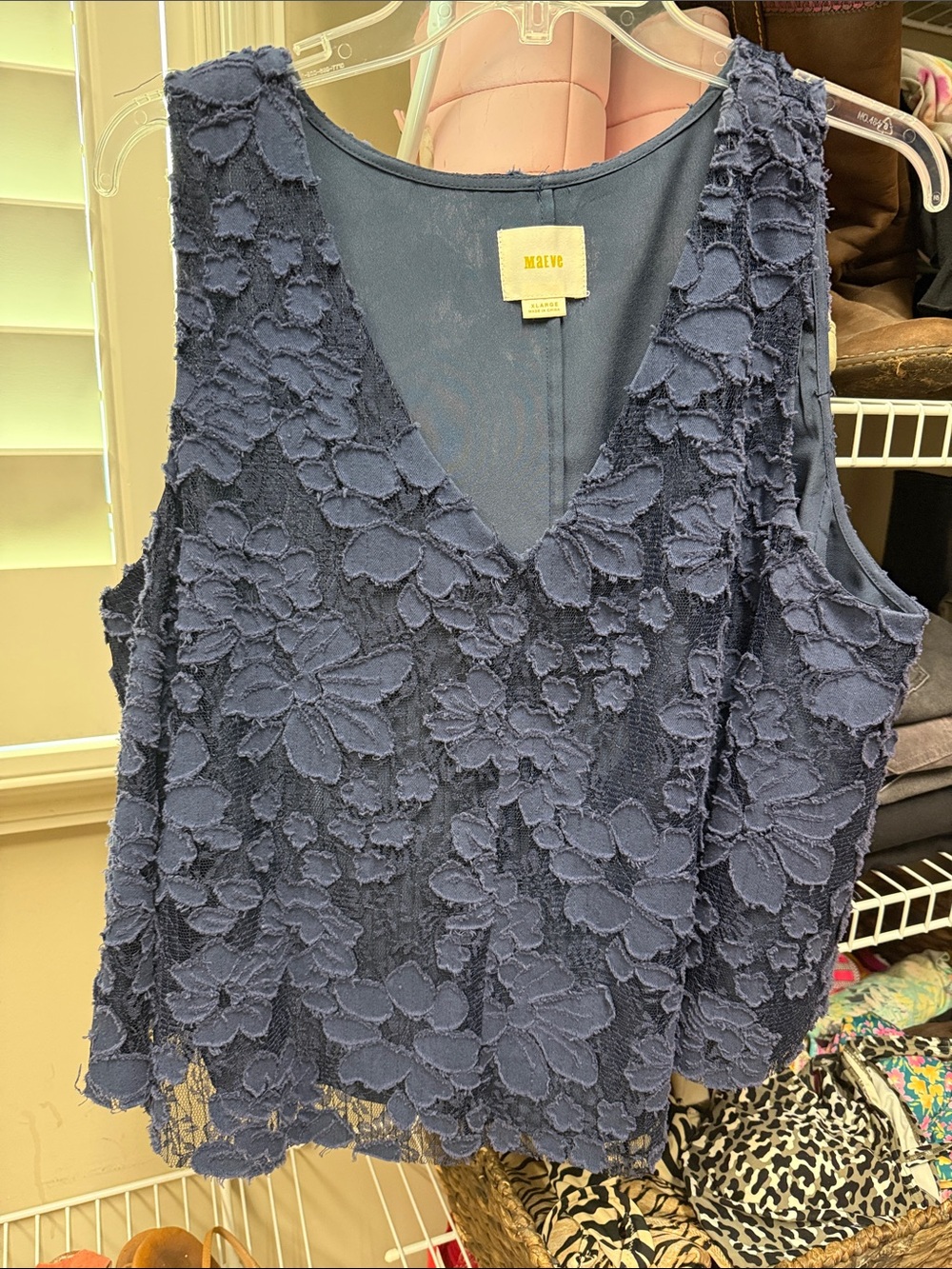 Maeve Navy Lace Shirt XL